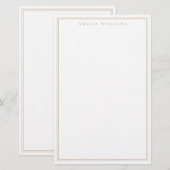 Minimalist Tan Monogram Two Border 便箋 (正面/裏面)