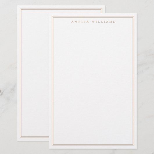 Minimalist Tan Monogram Two Border 便箋 (正面/裏面)