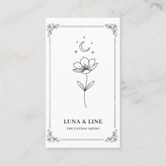 Minimalist Tattoo Artist Card with QR Code 名刺 (正面)