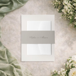 Minimalist Taupe Wedding 招待状ベリーバンド