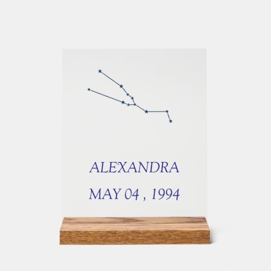 Minimalist Taurus Constellation Acrylic Sign - Per アクリルサイン (正面)