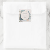 Minimalist Teal Blue Gold Circle Geometric Wedding スクエアシール (バッグ)