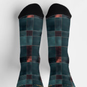 Minimalist Teal & Burgundy Christmas Plaid Custom ソックス (上部)