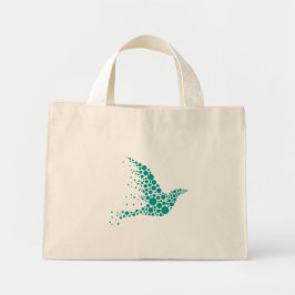 Minimalist Teal Dotted Dove of Peace Tote Bag ミニトートバッグ