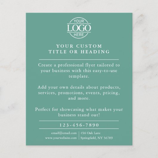 Minimalist Teal Green Business Logo Promotional チラシ (正面)