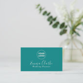 Minimalist Teal Green Scan Code Business Card 名刺 (スタンド正面)