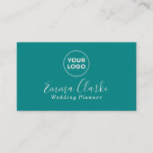 Minimalist Teal Green Scan Code Business Card 名刺 (正面)