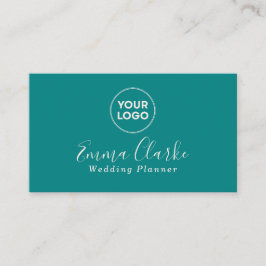 Minimalist Teal Green Scan Code Business Card 名刺