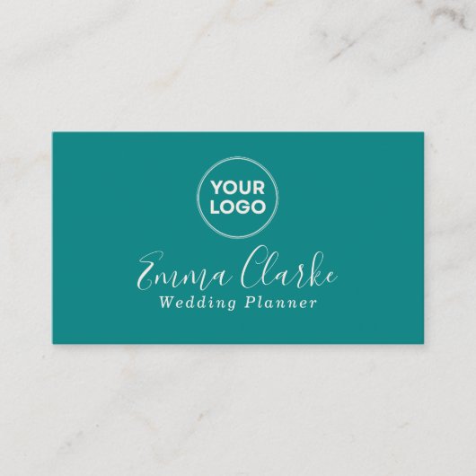 Minimalist Teal Green Scan Code Business Card 名刺 (正面)