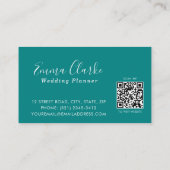 Minimalist Teal Green Scan Code Business Card 名刺 (裏面)