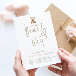 Minimalist Teddy Bear Baby Shower 招待状