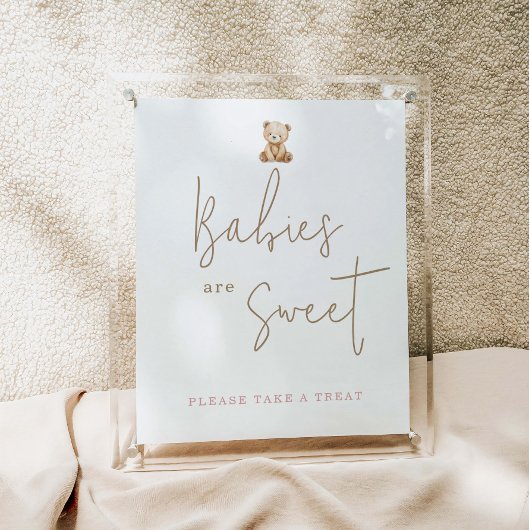Minimalist Teddy Bear Baby Shower Babies Are Sweet ポスター