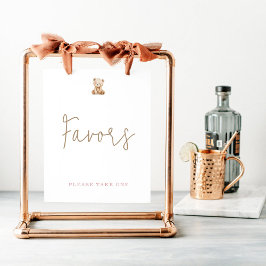 Minimalist Teddy Bear Baby Shower Favors ポスター