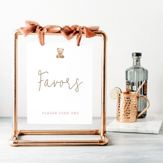 Minimalist Teddy Bear Baby Shower Favors ポスター