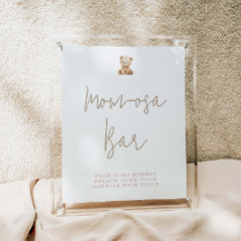 Minimalist Teddy Bear Baby Shower Momosa Bar ポスター