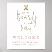 Minimalist Teddy Bear Baby Shower Welcome ポスター (正面)