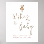 Minimalist Teddy Bear Baby Shower Wishes For Baby ポスター (正面)