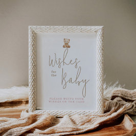 Minimalist Teddy Bear Baby Shower Wishes For Baby ポスター