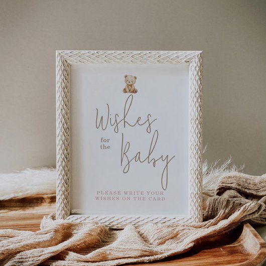 Minimalist Teddy Bear Baby Shower Wishes For Baby ポスター