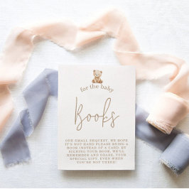 Minimalist Teddy Bear Books Request Baby Shower エンクロージャーカード