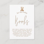 Minimalist Teddy Bear Books Request Baby Shower エンクロージャーカード (正面)
