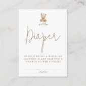 Minimalist Teddy Bear Diaper Raffle Baby Shower エンクロージャーカード (正面)
