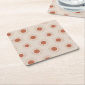 Minimalist Terracotta Abstract Boho sun pattern スクエアペーパーコースター (アングル)