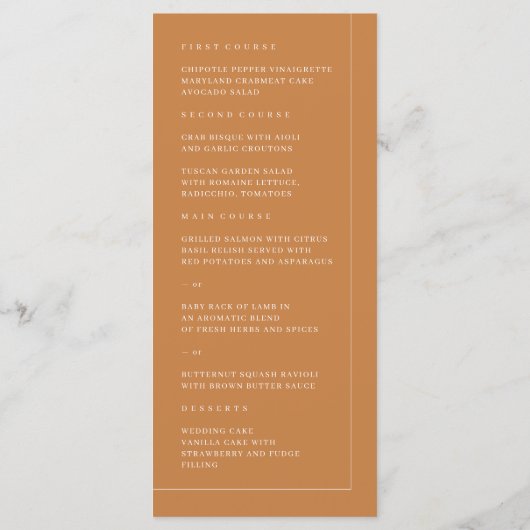 Minimalist Terracotta Boho Arch Wedding Menu メニュー (裏面)