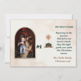 Minimalist Terracotta Nativity Journey Arch Photo シーズンカード