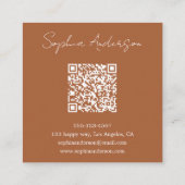 Minimalist Terracotta Qr Code Square Business コーリングカード (裏面)