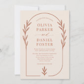 Minimalist Terracotta Rust Boho Arch Wedding 招待状 (正面)
