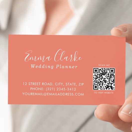 Minimalist Terracotta Scan Code Business Card 名刺