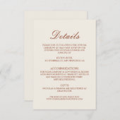 Minimalist Terracotta Wedding Details エンクロージャーカード (正面/裏面)