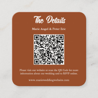 Minimalist Terracotta Wedding QR Code Enclosure スクエア名刺
