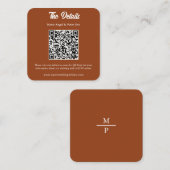 Minimalist Terracotta Wedding QR Code Enclosure スクエア名刺 (正面/裏面)