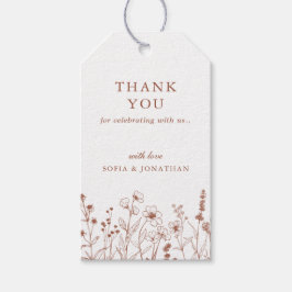 Minimalist Terracotta Wildflower Wedding Thank you ギフトタグ