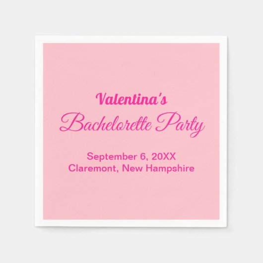 Minimalist Text-Based Pink Bachelorette Party スタンダードカクテルナプキン (正面)