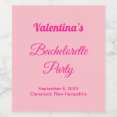 Minimalist Text-Based Pink Bachelorette Party ワインラベル (シングルラベル)