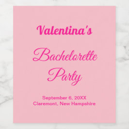 Minimalist Text-Based Pink Bachelorette Party ワインラベル