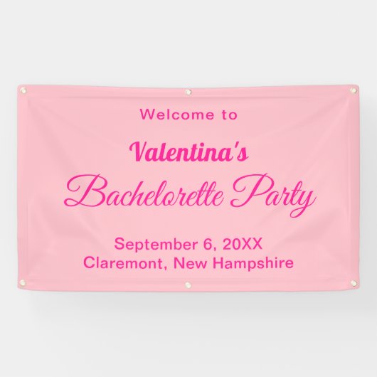 Minimalist Text-Based Pink Bachelorette Party 横断幕 (横)