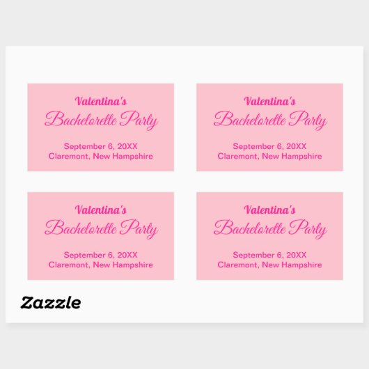 Minimalist Text-Based Pink Bachelorette Party 長方形シール (シート)
