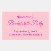 Minimalist Text-Based Pink Bachelorette Party 長方形シール (正面)