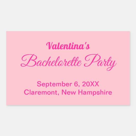Minimalist Text-Based Pink Bachelorette Party 長方形シール (正面)