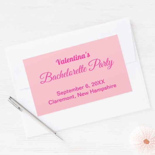 Minimalist Text-Based Pink Bachelorette Party 長方形シール (封筒)