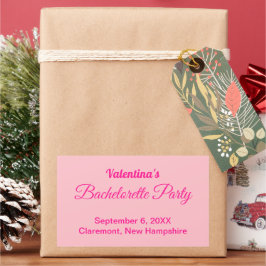 Minimalist Text-Based Pink Bachelorette Party 長方形シール