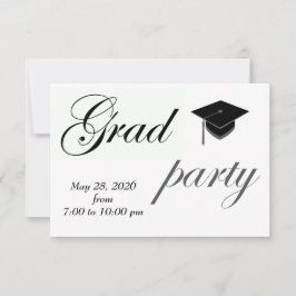 Minimalist Text College Graduation Party  招待状