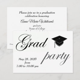 Minimalist Text College Graduation Party  招待状