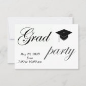 Minimalist Text High School Graduation Party  招待状 (正面)