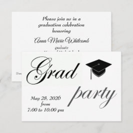 Minimalist Text High School Graduation Party  招待状