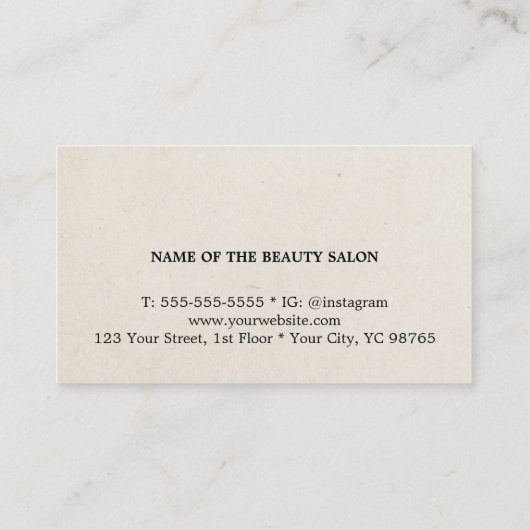 Minimalist Texture Beige Black Bold Hair Salon 名刺 (裏面)